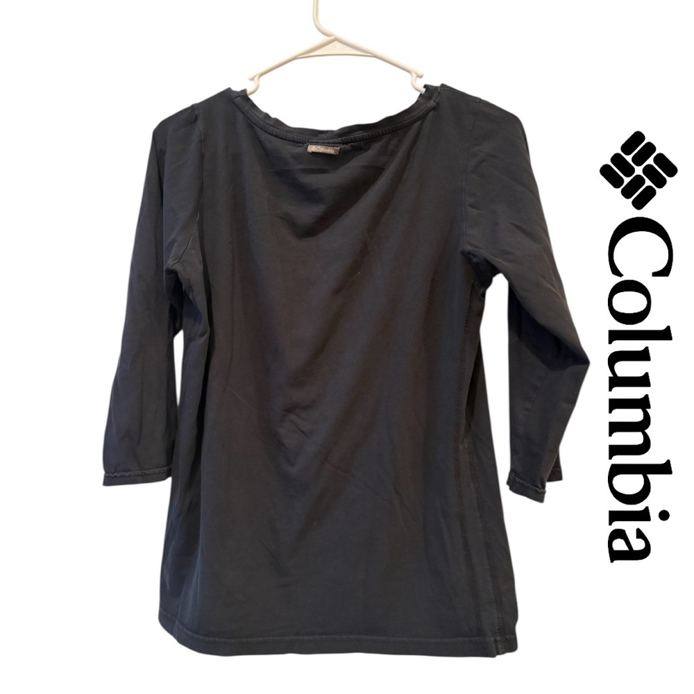 Columbia 3/4 Sleeve Top, Black Medium